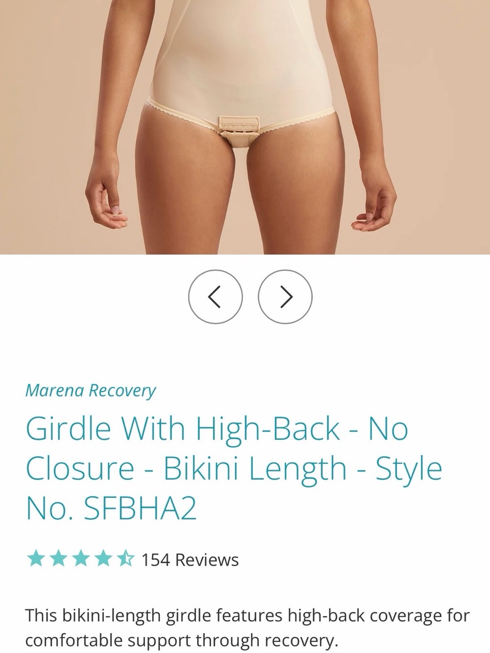Marena Recovery Bikini-Length High-Back Girdle in beige